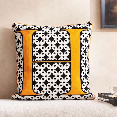 وسادة بان هوم المحشوة المطرزة على شكل حرف H، مقاس 50×50 سم - برتقالي