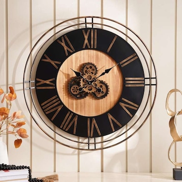 ساعة حائط بان هوم ميروني جير قطر 80×9 سم - بني