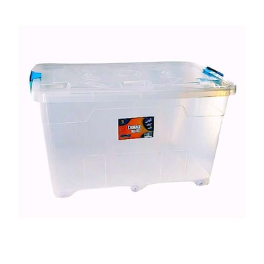 صندوق تخزين بان هوم فالكون مع غطاء قابل للإغلاق، سعة 60 لترًا، 60×42×34.5 سم - شفاف