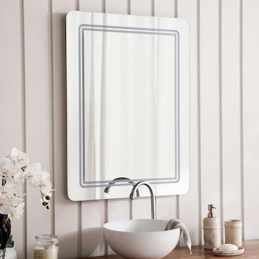 مرآة حائط LED من بان هوم هافال مع 3 درجات حرارة ألوان 60×80 سم - فضي