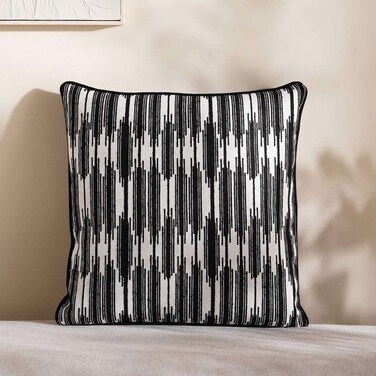 وسادة بان هوم ديزاينورا إيكات جاكار محشوة مع حشوة من الريش 50×50 سم - أسود