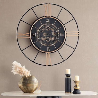 ساعة حائط بان هوم ألفونسو ميتال جير قطر 102 سم - ذهبي