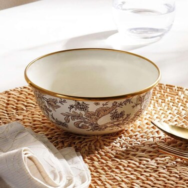 وعاء تقديم فلوريان رين من بان هوم، قطر 14 سم - أبيض وبني