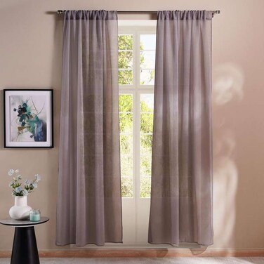 Pan Home Hailey Sheer 2 Piece Curtain Set 135x240cm - Grey
