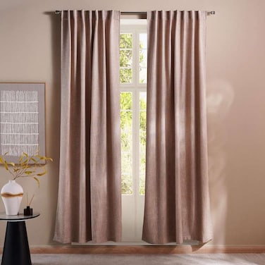 طقم ستائر ميراندا من الكتان الصناعي من بان هوم، قطعتين، 130×300 سم - كتان