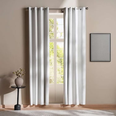 طقم ستائر معتمة من بان هوم، مكون من قطعتين، مقاس 135×300 سم - عاجي