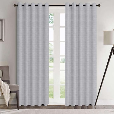 طقم ستائر بان هوم هالسي أرت سيلك سلوب معتمة من قطعتين، 135×240 سم - رمادي