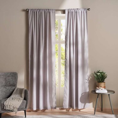 طقم ستائر شفافة هالسي من بان هوم، قطعتين، 135×300 سم - لون بني رمادي