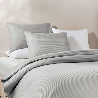 طقم غطاء لحاف كامل من بان هوم إمينينس ليفينج سترايب، مكون من 3 قطع، 160×200 سم - رمادي فضي