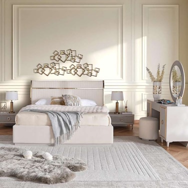 Pan Home Noor 6 PC Bedroom Set 180X200cm - Grey