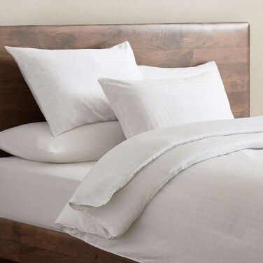 طقم لحاف كامل من بان هوم سيفينا، 3 قطع، 400 خيط قطني، جاكار، 160×240 سم، أبيض