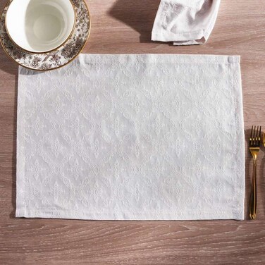 طقم مفارش طاولة أدالين جاكار من بان هوم، مكون من 4 قطع، مقاس 33×48 سم - حجري