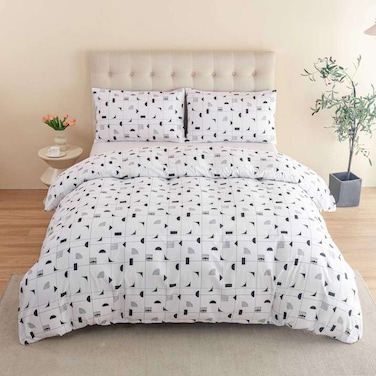 طقم غطاء لحاف كامل من بان هوم أرتيميست، مكون من 3 قطع، مقاس 160×200 سم - رمادي