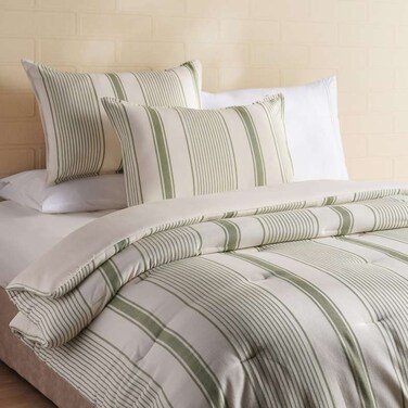 طقم لحاف كينج من بان هوم وفن دريمز لين، 3 قطع، مقاس 240×260 سم، لون رمادي فاتح