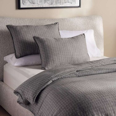 طقم غطاء لحاف بان هوم سيرين تشيك سوبر كينج، 3 قطع، 260×220 سم، لون فحمي