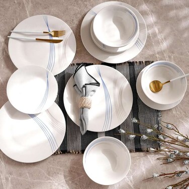 طقم عشاء بورسلين من بان هوم إيدل، 12 قطعة - أبيض