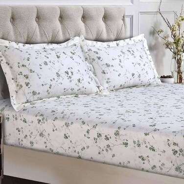 Pan Home Luxe Floreana King Fitted Sheet 180x200+33cm - Green