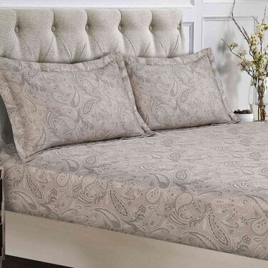 ملاءة سرير بان هوم لوكس ميدو بيزلي كوين بمقاس 160×200+33 سم - بيج