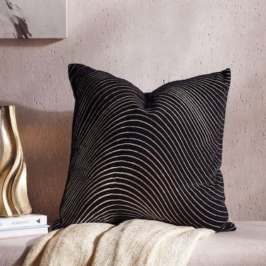 وسادة بان هوم ريبل جلام المخملية المحشوة البديلة 50 × 50 سم - أسود