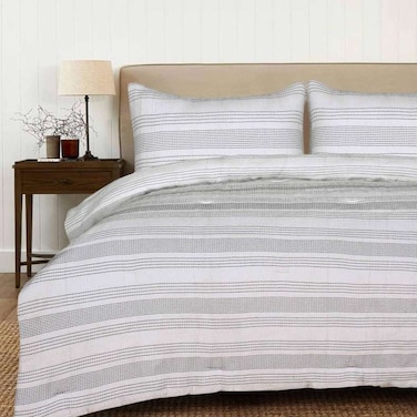 Pan Home Pendelton Woven Stripe 3-Piece King Comforter Set 240x260cm - Black