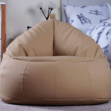 كرسي بين باج فاخر من الجلد الصناعي من بان هوم، مقاس 78×81×74 سم - بيج