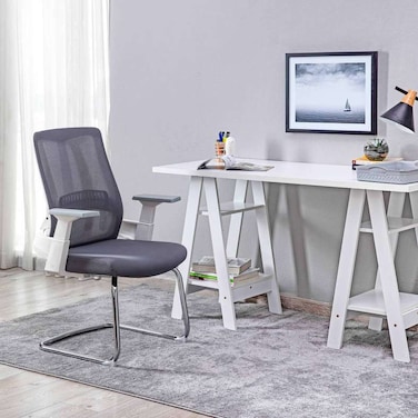 Pan Home Synchron Office Visitor Chair Mesh And Fabric - Grey