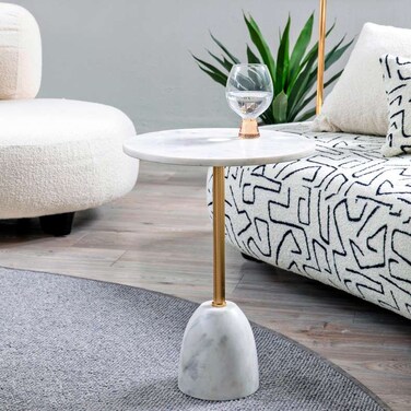 Pan Home Colten Accent Table Marble - White Gold