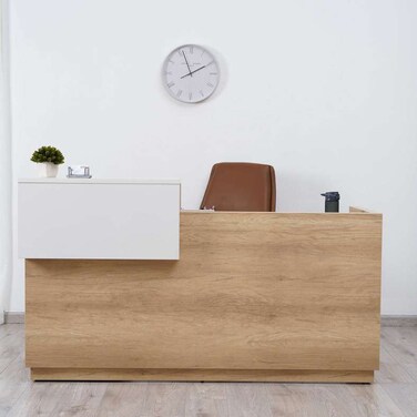 طاولة استقبال مكتبية من بان هوم يوفيكس مصنوعة من الميلامين - رخام القيقب