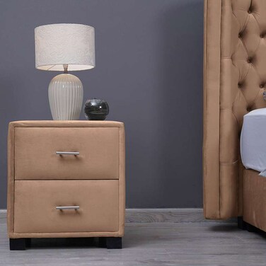 Pan Home Emirates Double Drawer Night Stand - Velvet/Gold