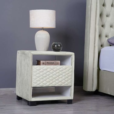 Pan Home Emirates Space Night Stand - Velvet/White