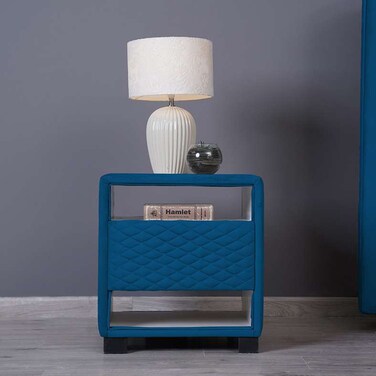 طاولة جانبية من بان هوم إمارات سبيس - مخملية/زرقاء