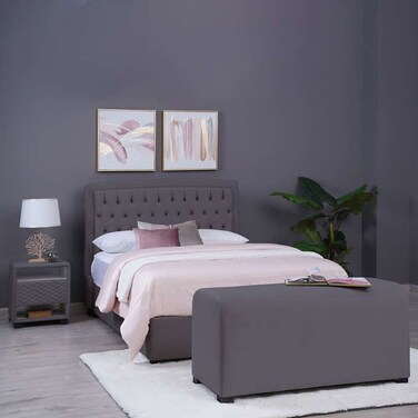 Pan Home Emirates Alpha Bench - Velvet/Grey