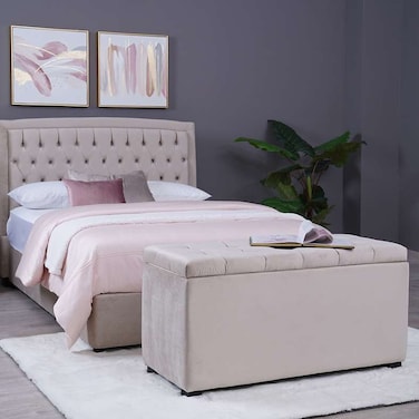 Pan Home Emirates Gigastorage Bench - Velvet/Beige