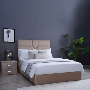 Pan Home Elliana Twin Bed Velvet Beige 140X200cm