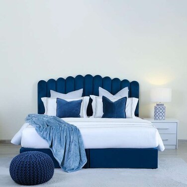 Pan Home Anna King Bed Velvet Blue 180X200cm
