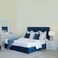 Pan Home Elliana King Bed Velvet Blue 180X200cm