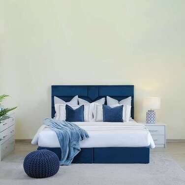 Pan Home Elliana King Bed Velvet Blue 180X200cm