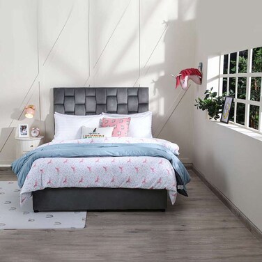 Pan Home Diana Queen Bed Velvet Grey 160X200cm