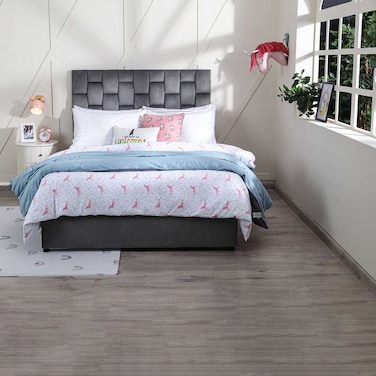 Pan Home Diana Twin Bed Velvet Grey 140X200cm
