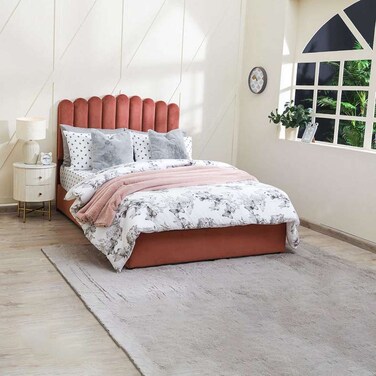 سرير توأم من بان هوم آنا مخملي وردي 140×200 سم