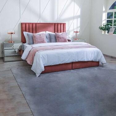 Pan Home Polina King Bed Velvet Pink 180X200cm