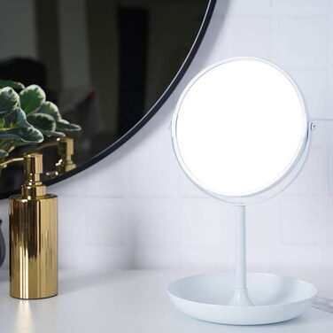 مرآة بان هوم روزلين مزدوجة الجوانب، تكبير 1X/3X، 19×18×30.5 سم - بيضاء