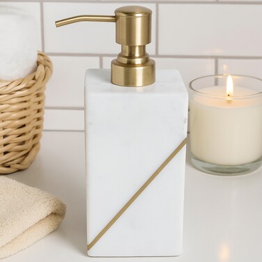 Pan Home Laila Marble Soap Dispenser 7X7X14cm - White