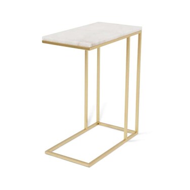 طاولة كمبيوتر محمول ميريون من بان هوم - أبيض وذهبي