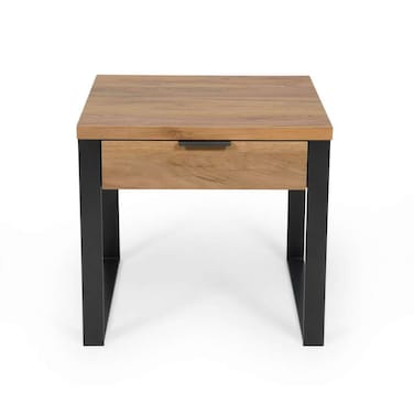 Pan Home Mirren End Table With 1 Drawer - Light Brown Black