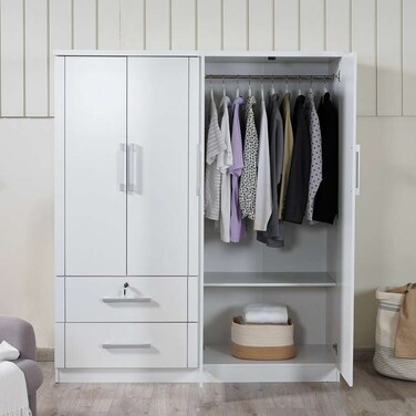 خزانة ملابس أرلين من بان هوم بأربعة أبواب ودرجين - أبيض