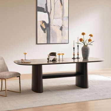 Pan Home Kestan 8 Seater Dining Table Ceramic Top - Grey Brown