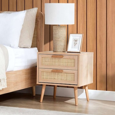 Pan Home Oaktree Night Stand With 2 Drawer Rattan - Natural