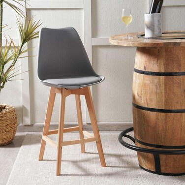 Pan Home Zektex Bar Chair - Grey Natural