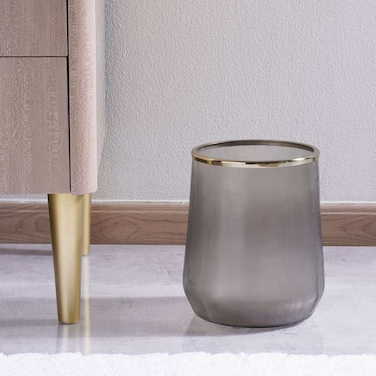 سلة مهملات زجاجية من بان هوم كاستريل، قطر 21×25 سم - ذهبي